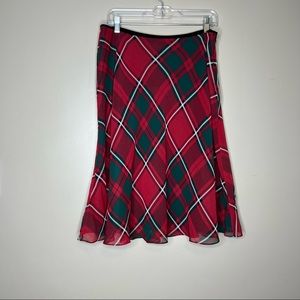 Pendleton Silk Green Res White Tartan Plaid Skirt